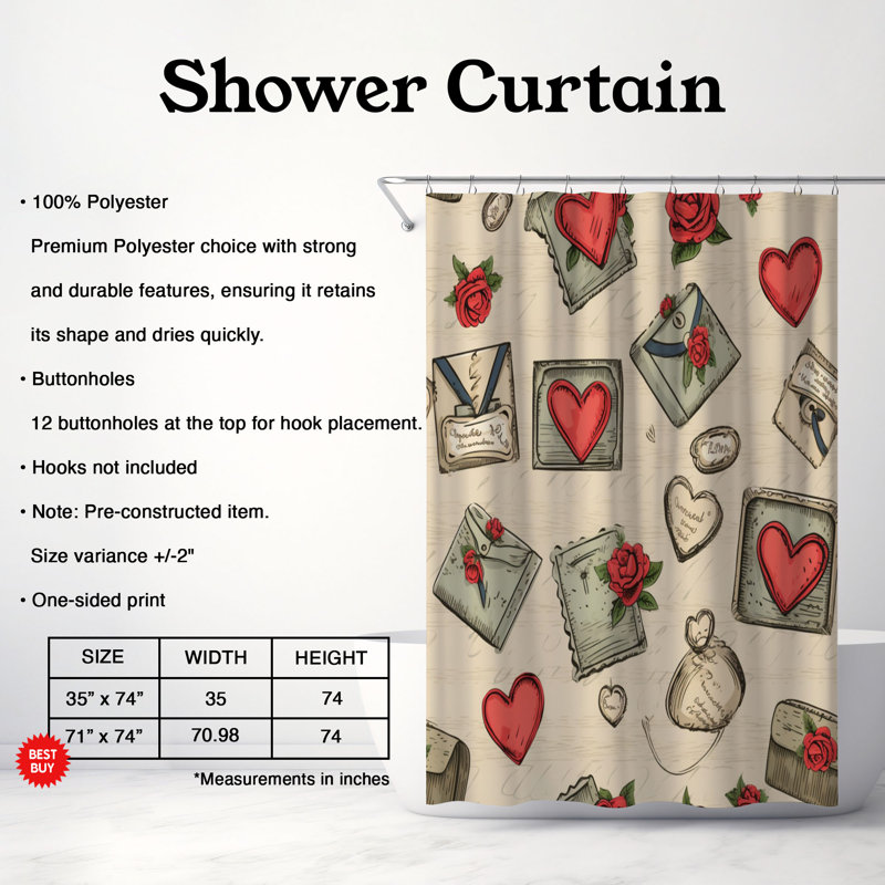 Rideau de douche Vintage Note - Premium 189, H 74 po x l 71 po