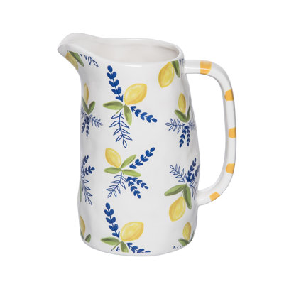 Ceramic Pitcher Citrus, White, Ceramic, Table, Kitchen, Spring, Beverage Server
