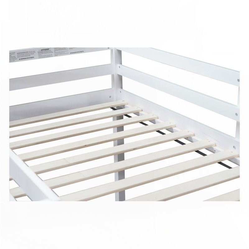 Solid Wooden Twin Loft Bed with Ladder, White