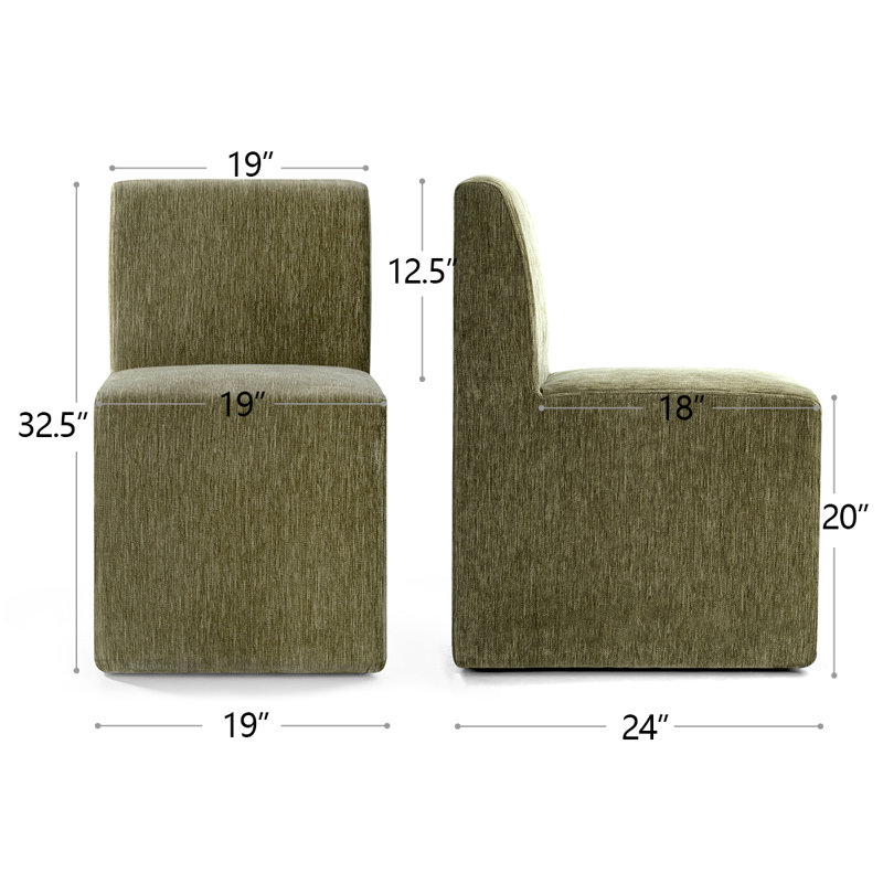 Patriana Upholstered Armless Office Chair Set of 2, Modern Desk Chairs with Curved Backrest for Home Office, Study Room & Workspace