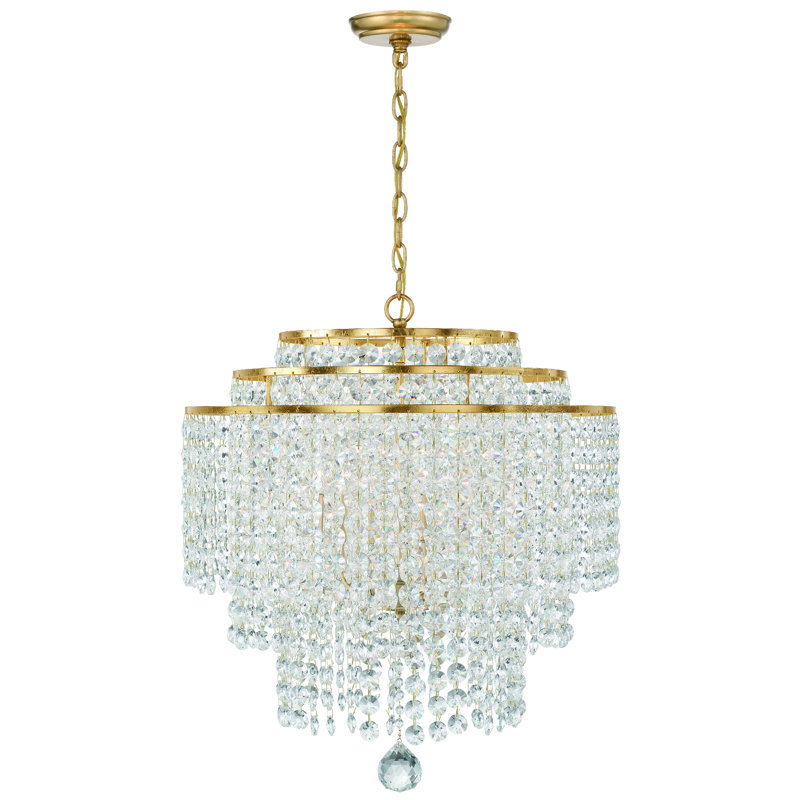 6 - Light Unique / Statement Classic / Traditional Chandelier with Crystal Accents, Gold