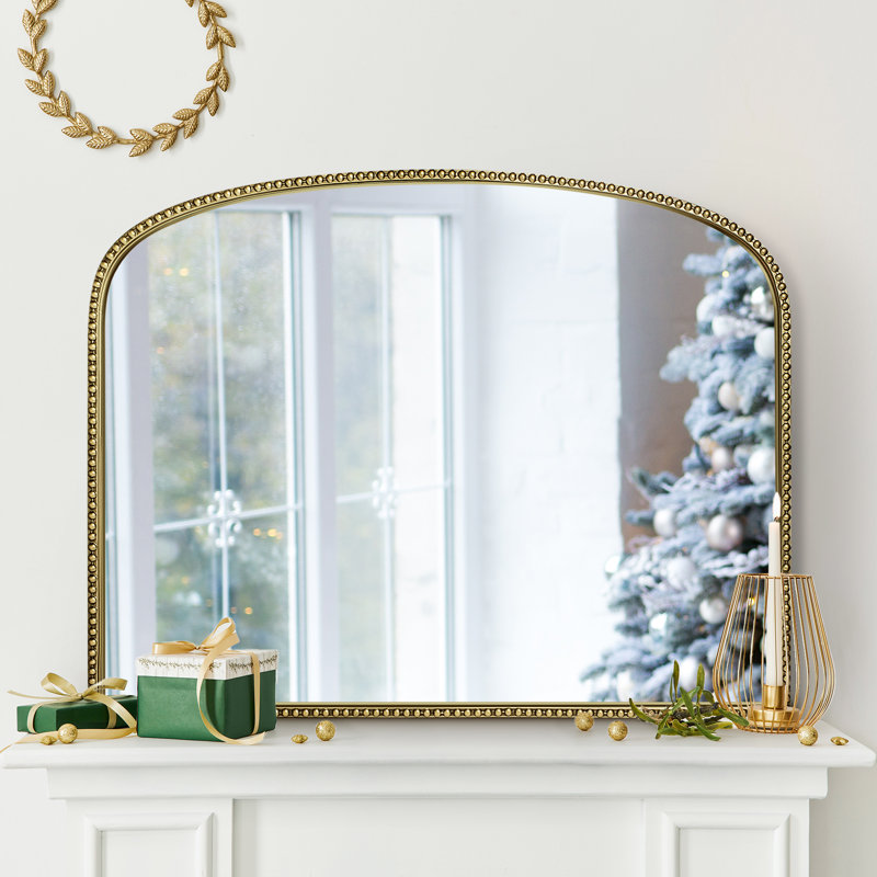 Miroir doré antique avec cadre perlé, 28 po x 36 po