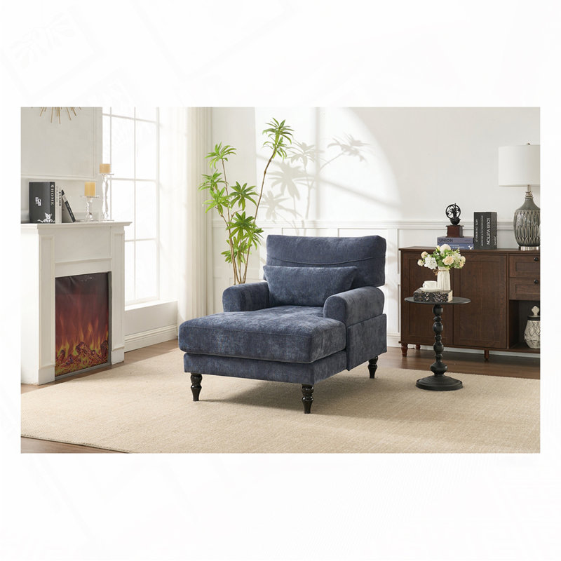 Chaise longue d'intérieur rembourrée, Bleu