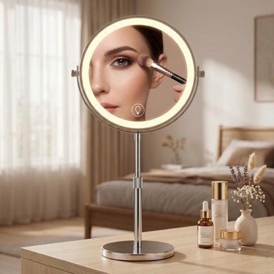 Rechargeable Makeup Mirror with Illumination, Two Sides Offering 1X and 20X Magnification, 5000mAh Battery, 360 Degree Rotation, Adjustable Brightness with 3 Color Options, Excellent Gift for Women