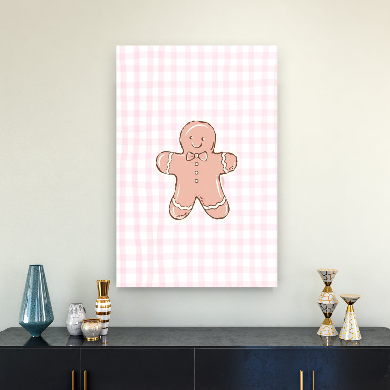 Impression d'art mural contemporain rose Ginghambread Man, H 36 po x l 24 po