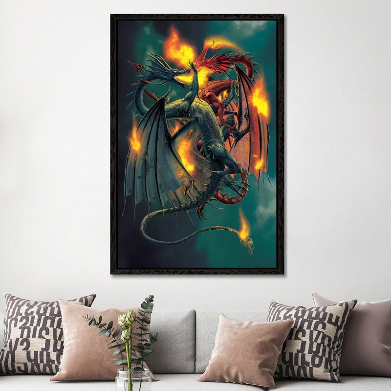 Clash of the Titans by Vincent Hie - Graphic Art Print on Canvas, 152.5 cm H x 101.5 cm W, Black Framed