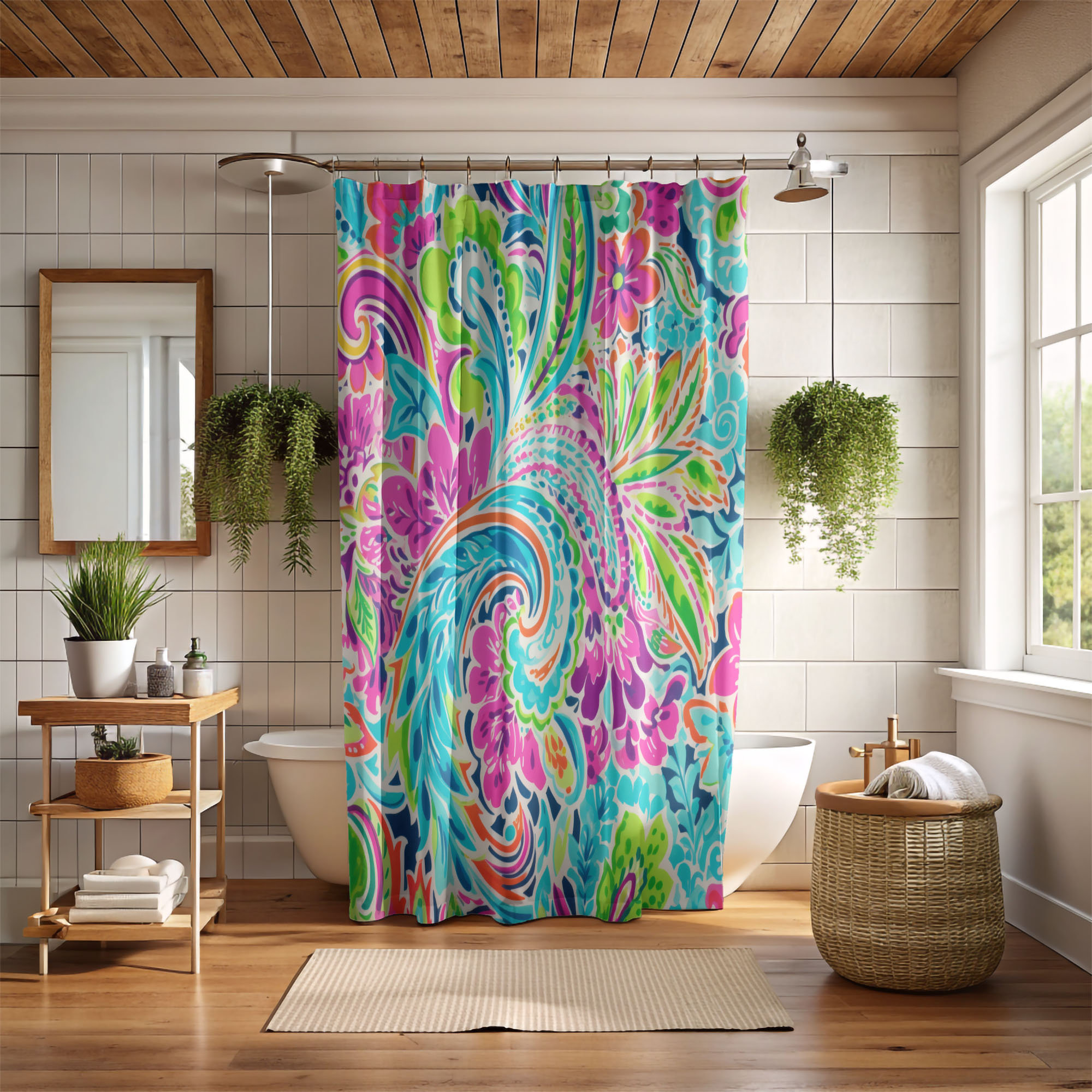 East Urban Home Paisley Shower Curtain Polyester 74\, image size:2000x2000