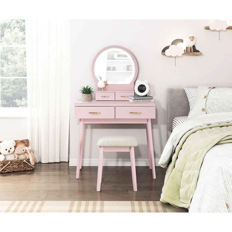 Meuble-lavabo merveilleux avec tabouret et miroir - Magnifique chambre à coucher et tiroirs