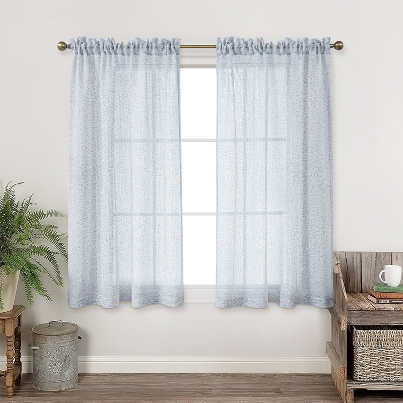 Paire de rideaux transparents avec passe-tringle Couey Farmhouse, Marine, L 52 po x L 63 po