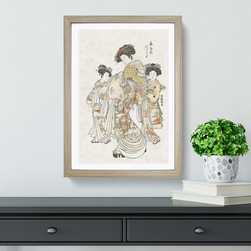 Courtesan Karauta by Isoda Koryusai - Framed Print, 48cm H x 36cm W x 2cm D, Oak Framed