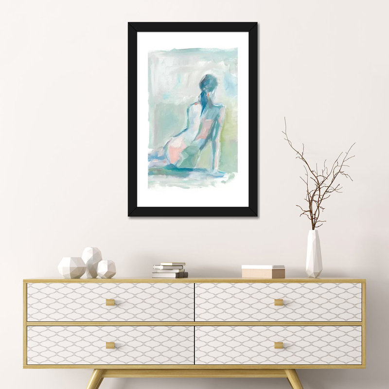 Modern figure Study II par Ethan Harper - reproduction d'art, H 24 po x l 16 po x P 1 po, Papier encadré noir, Blanc