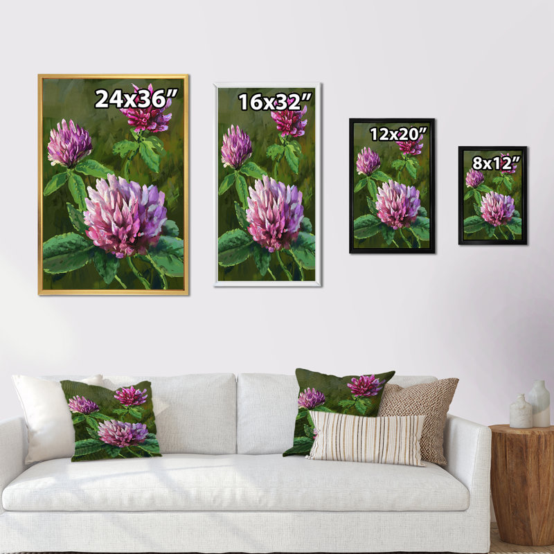 Fleurs sauvages mauves II - Peinture, H 20 po x l 12 po x P 1 po, Cadre flottant blanc