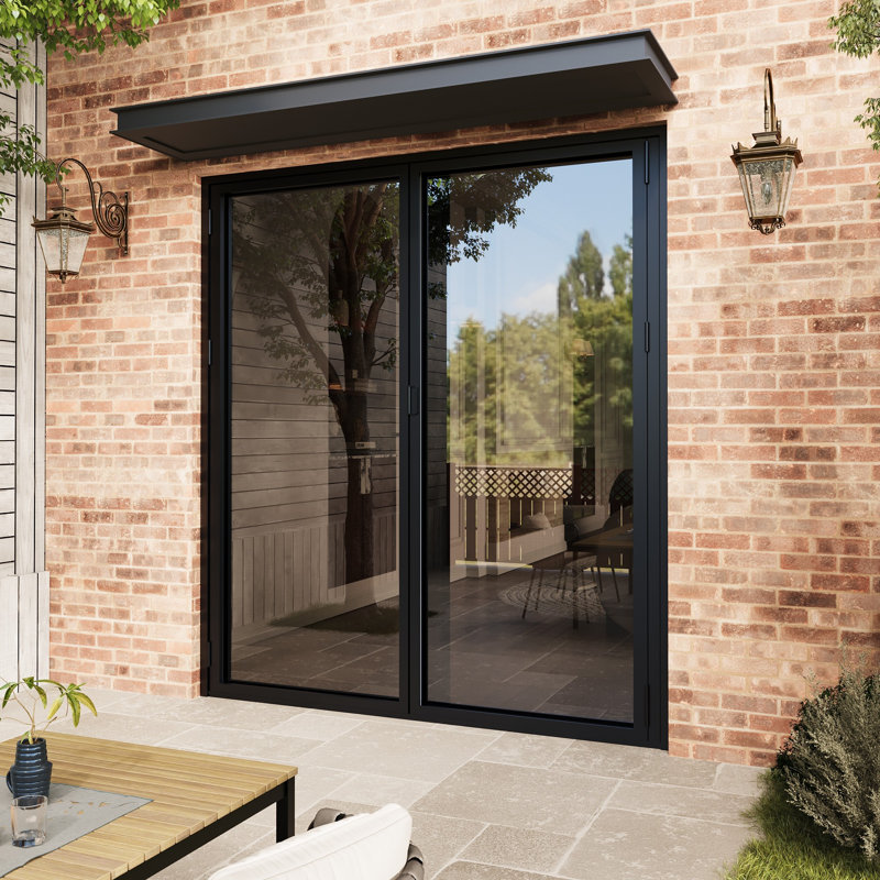 Porte de patio pliante en aluminium noire pliante de 72 po x H 80 po (2 + 0), Gauche