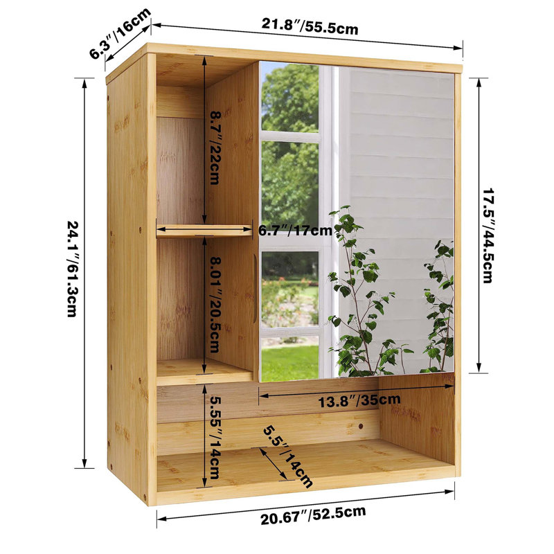 Compact Bathroom Cabinet Wall Mounted Required Bathroom Cabinet, Beige/Brown
