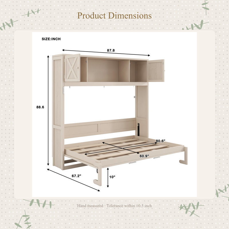 Lit escamotable avec armoires de rangement, Beige