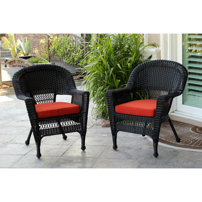 Outdoor Lounge Chair, Black, Red Orange