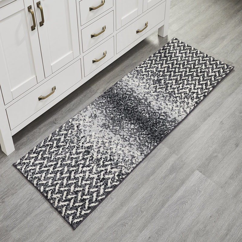 Tapis pour salle de bain avec envers antidérapant Annasia Collection, Ensemble de 3 pièces (17 po x 24 po | 20 po x 20, Gris