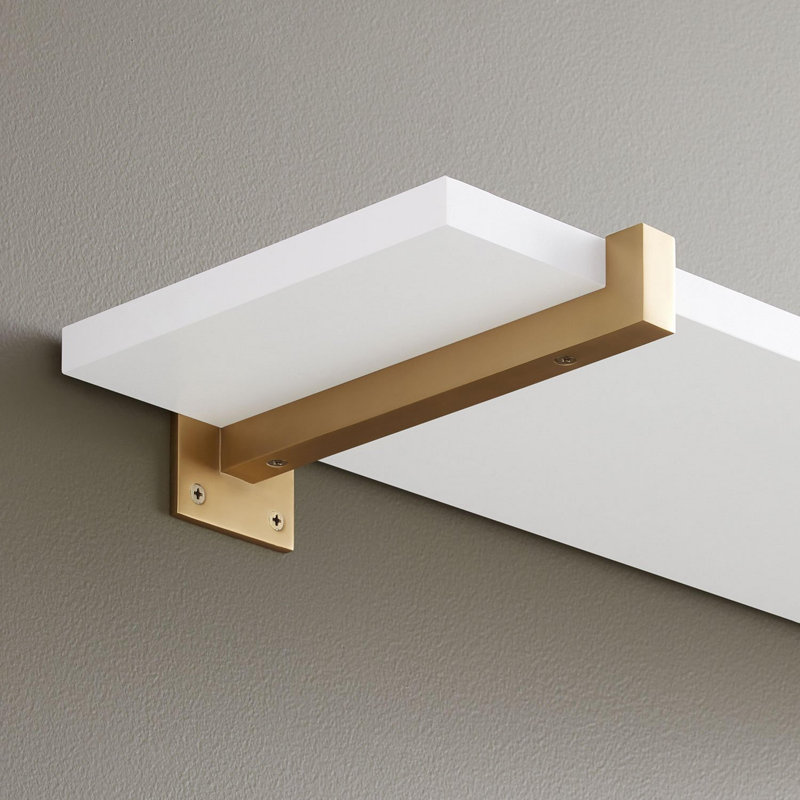 Bodwell Brass Shelf Bracket, Satin Brass, 2.5" H x 9" W x 2.5" D
