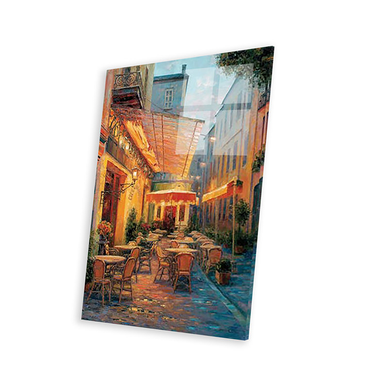 Café Van Gogh 2008, Arles France par Haixia Liu - peinture sans cadre, H 16 po x l 24 po x P 0,25 po
