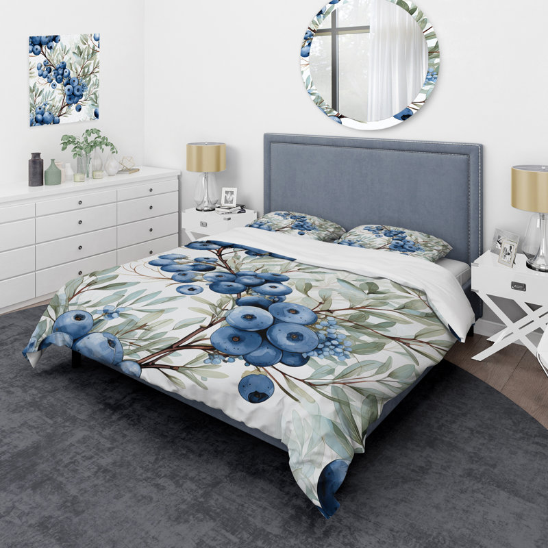 Ensemble de housse de couette Winter Berry Blueberry Grove I - Fruits, Housse de couette simple + 1 taie décorative stan
