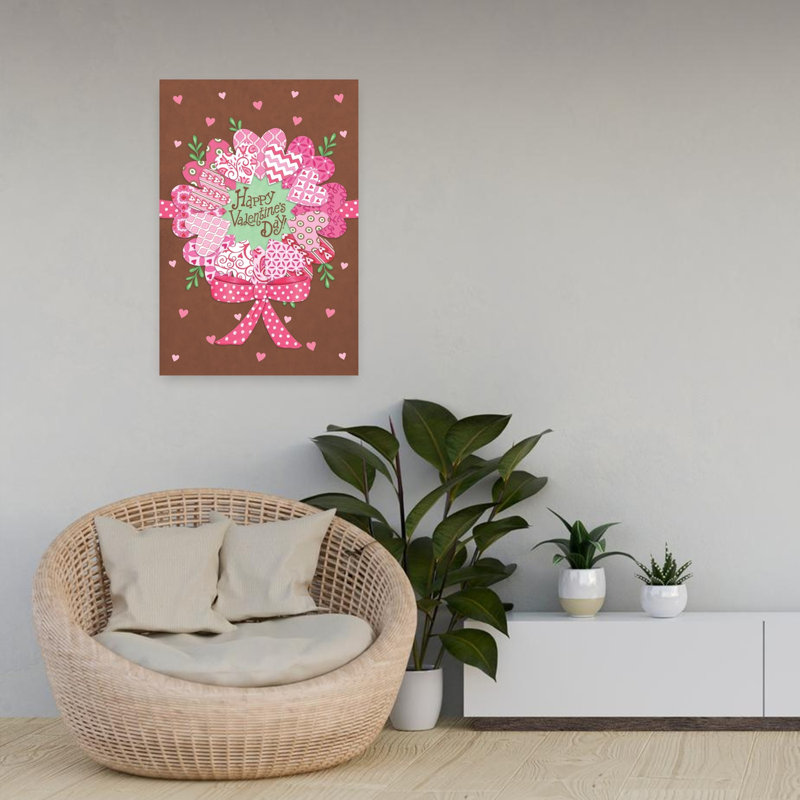 Joyeuse Saint-Valentin, couronne d'art contemporain, H 24 po x l 16 po