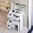 29.2" Small Size Left Drawer Desktop Vanity Table + Cushioned Stool, Extra Large Right Sliding Mirror, Multi Layer High Capacity Storage, Practical Fashionable Dresser, Suitable For Small Space-1786633805