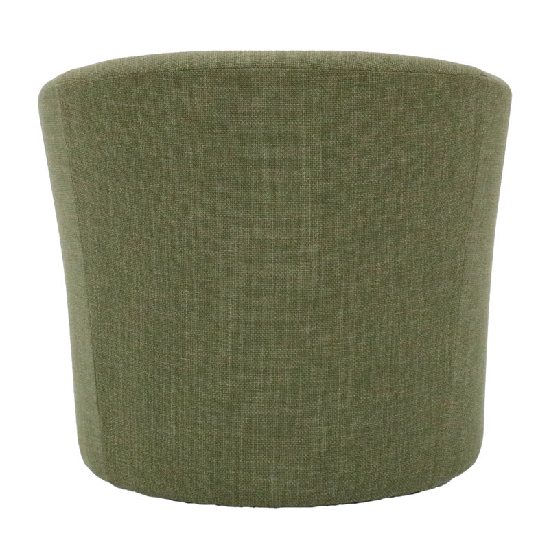 Upholstered Swivel Barrel Chair, Green Polyester Blend