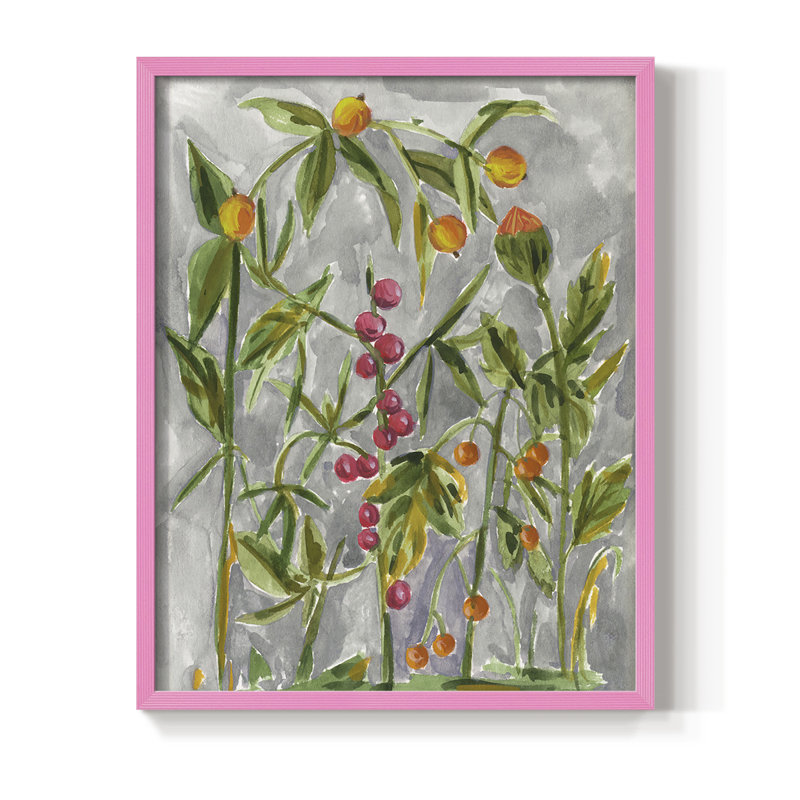 «Dear Nature IV», reproduction encadrée - bois massif, H 10 po x l 8 po, Encadré rose