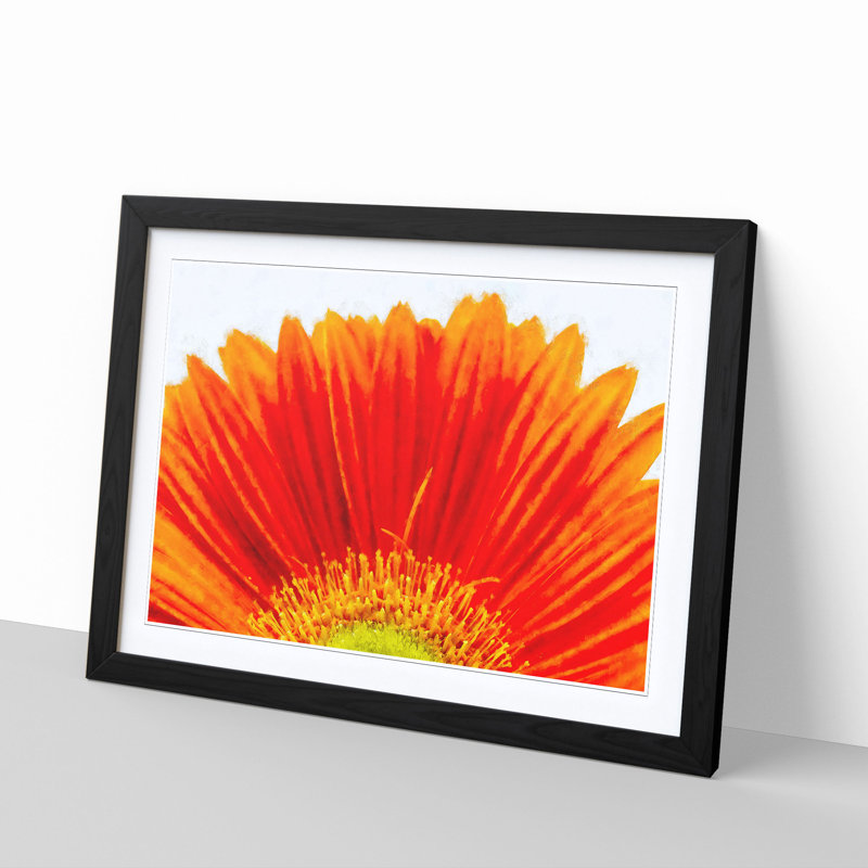 An Orange Gerbera - Single Picture Frame Painting on MDF, Black, 24cm H x 33cm W x 2cm D