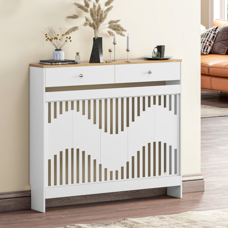 Radiator Cover, 96cm H x 109cm W x 19cm D, White Brown