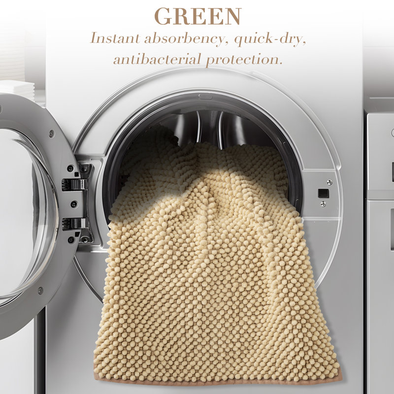 Thick Soft Absorbent Non Slip Boho Bath Mats, Beige, 20*47+20*32