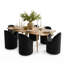 Ensemble de table de salle à manger pour 6 personnes avec table extensible et 6 chaises roulantes revêtues de chenille-209798117