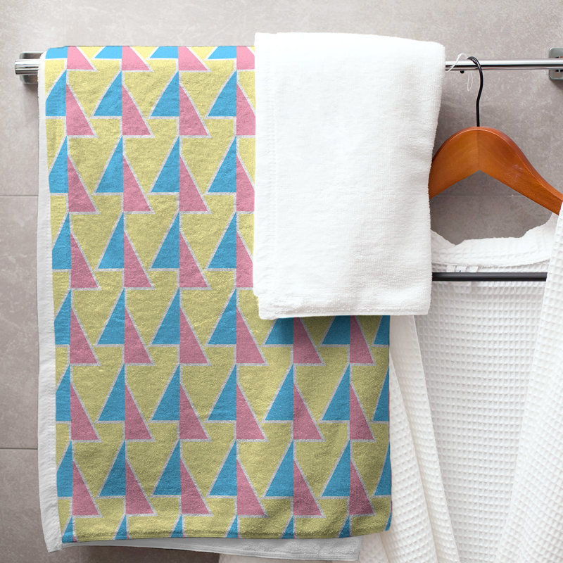 Serviette de bain à flèches changeées, Bleu/rose/orange