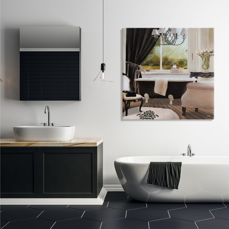 «Beautiful Bathroom Designer Pink» par Elizabeth Medley - impression, Toile tendue, H 36 po x l 36 po