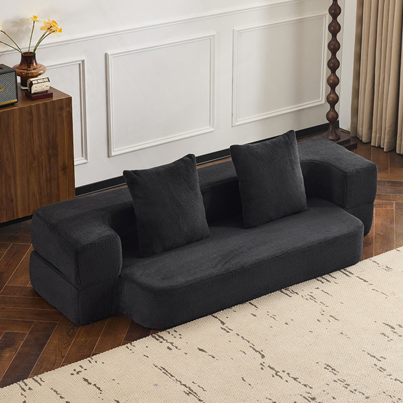 Canapé-lit convertible Lounger, Chenille noir