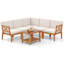  Ensemble de 6 meubles de patio en bois d'acacia avec coussins et table basse à 2 niveaux 