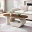 Table basse 47,24 po ovale en métal blanc - Rangement peu encombrant pour le salon, facile à assembler