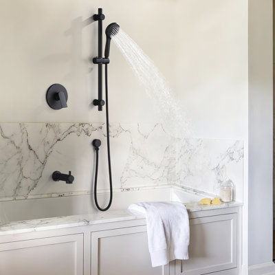 Solid Brass High-Flow Wall Mounted Tub Shower Faucet Set, Single Handle Shower Trim Kit With Handheld Shower