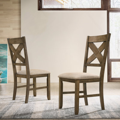 Raven Wood Fabric Upholstered Dining Chair Set Of 2