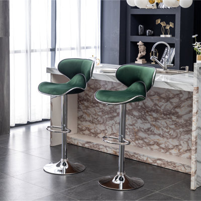 Velours pivotant réglable en velours, base en métal robuste de 2 po 360 et siège avec repose-pieds de 24 po à 32,5 po Revêtement en mousse souple de luxe l 18,19 po x P 21,6 po x H 32,07 à 41 po