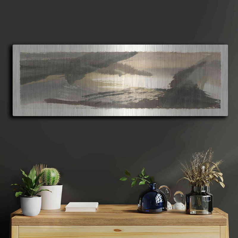 Art mural en métal «Brushscape III» par Chris Paschke, H 12 po x l 36 po