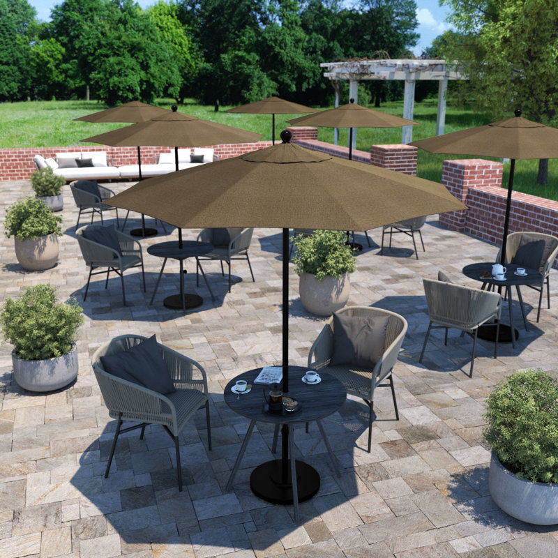 Parasol de marché 90 po Sunbrella, Pierre noire, Sunbrella® ‑ lin sésame