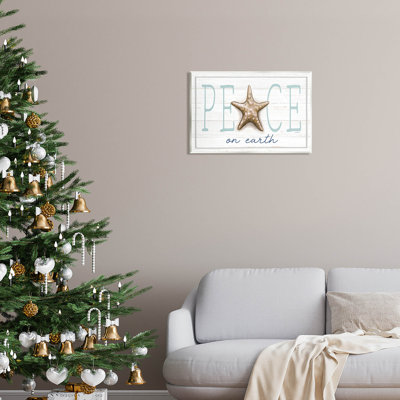Peace On Earth Starfish Sign Wall Plaque Art By Elizabeth Tyndall -  Stupell Industries, ar-575_wd_13x19