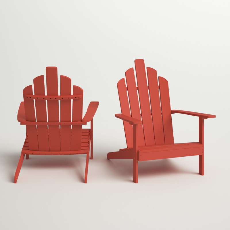 Chaise Adirondack en bois massif Ivania, Rouge