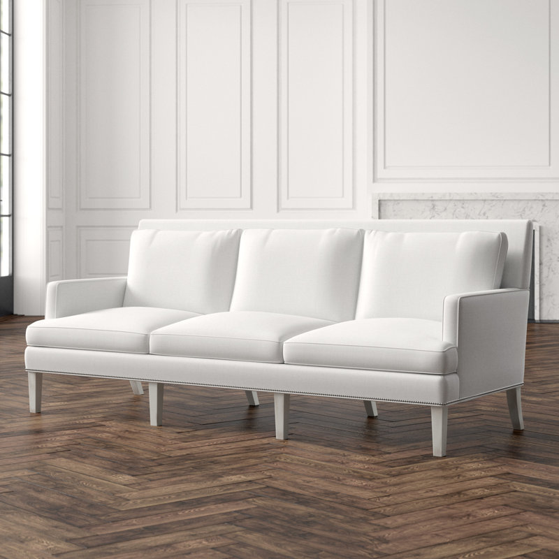 Audrey 87" Recessed Arm Sofa with Reversible Cushions, Baldwin Charcoal, 36" H x 87" W x 36" D