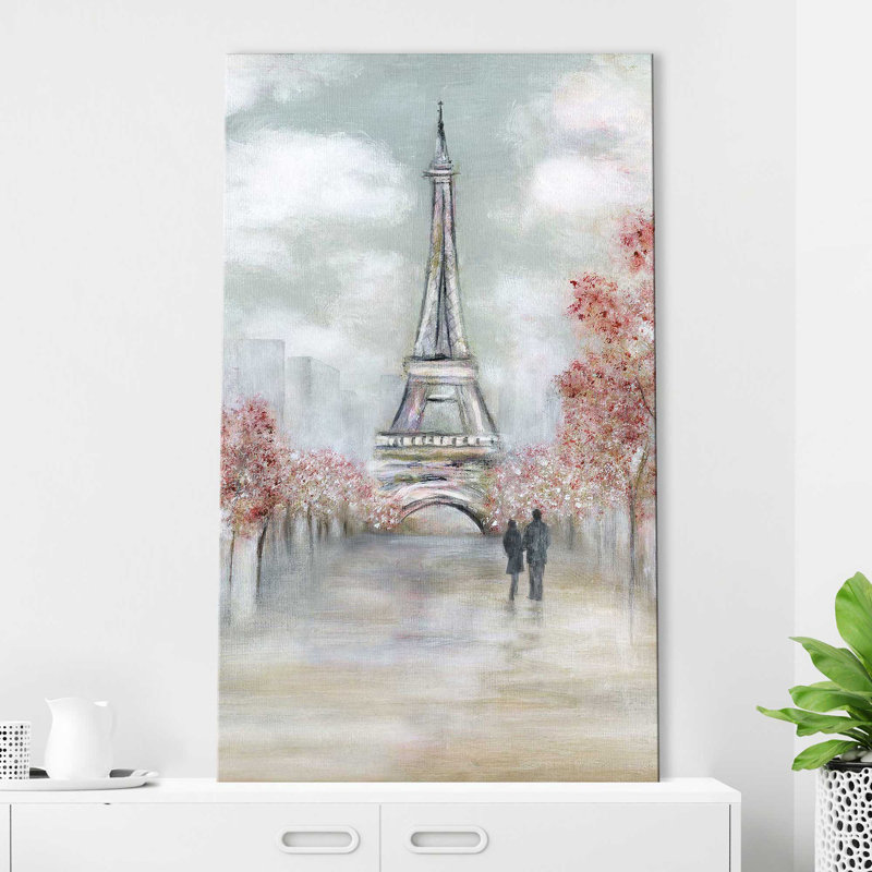 Paris au printemps par - Peinture, Toile tendue, H 60 po x l 36 po x P 1,5 po