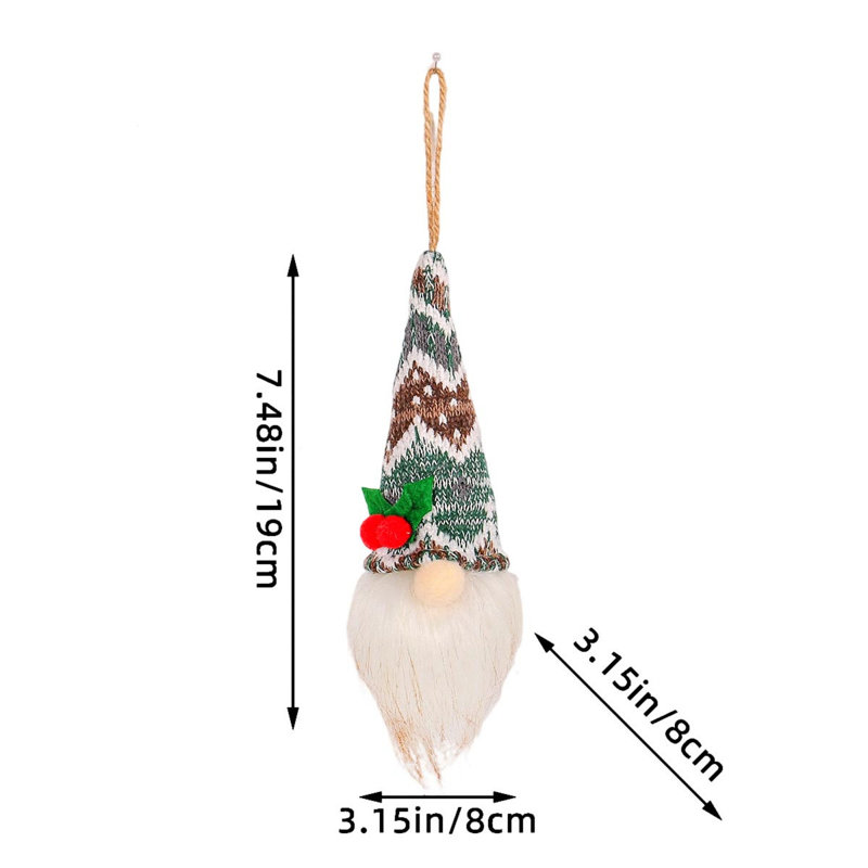 Décoration de Noël gnome lumineux et poupée sans visage en peluche, E