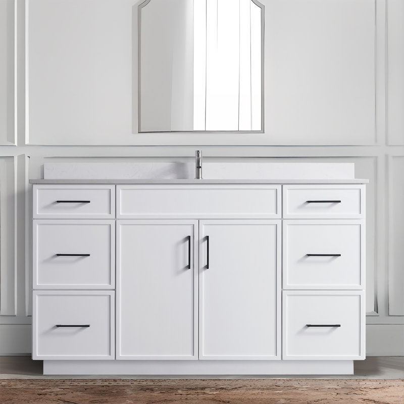 Capot - 3 l 60 po X P 22,00 po P 35,00 po Meuble-lavabo autoportant H en bois blanc avec plateau blanc