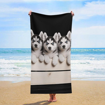 Quick Dry Microfiber Husky Dog Beach Towel, 32 x 63 in