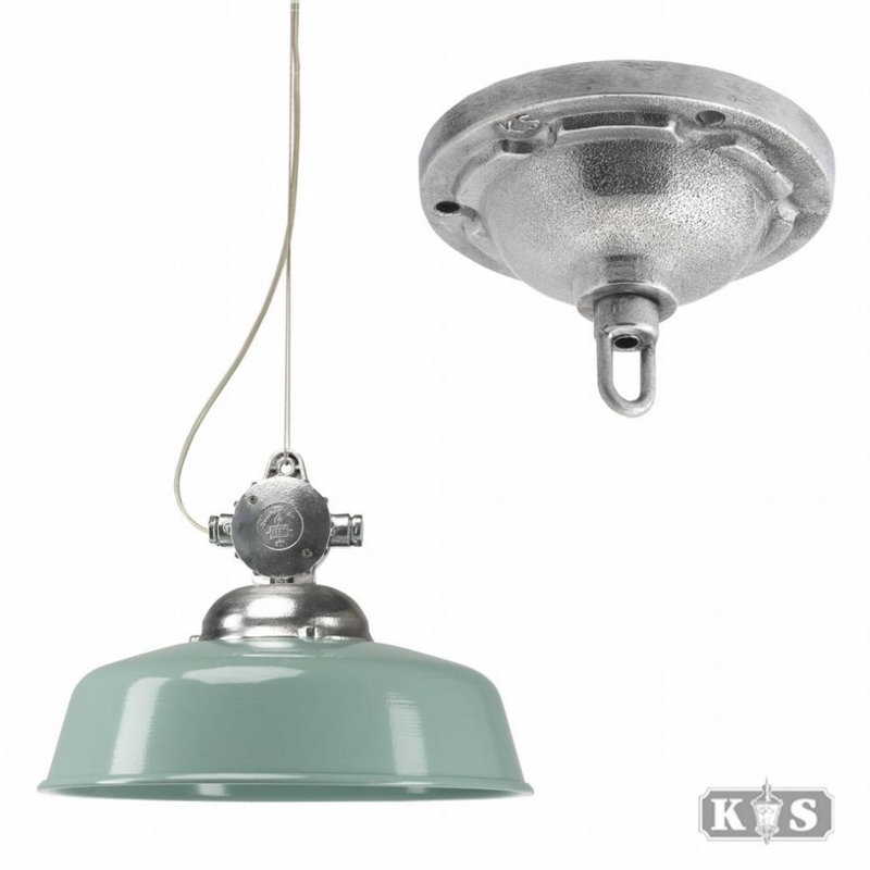 Detroit 1 - Light Aluminium Dome Pendant, Mintgreen